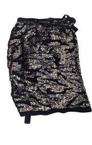 Isabel Marant - Black &amp; Hold Sequin Wrap Skirt Sz 4 - Current Boutique