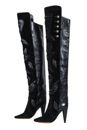Current Boutique-Isabel Marant - Black Suede & Leather "Becky" Embellished Boots Sz 8