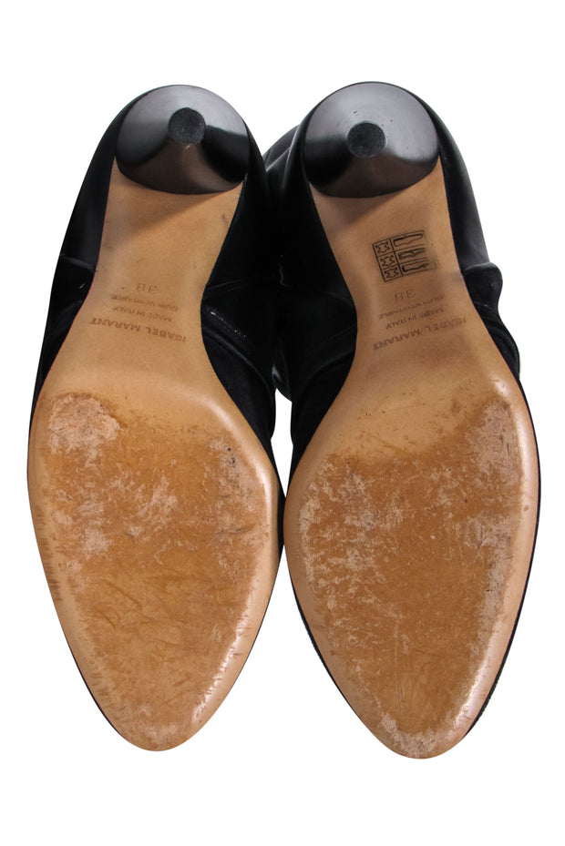 Current Boutique-Isabel Marant - Black Suede & Leather "Becky" Embellished Boots Sz 8
