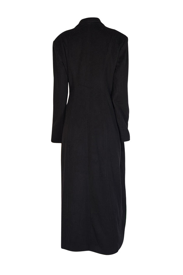 Ivan Grundahl - Black Cashmere Long Coat w/ Leather Belt Sz 14 - Current Boutique