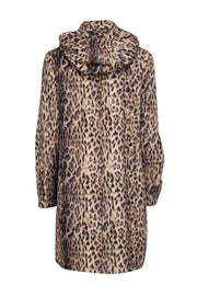 Current Boutique-J.Crew - Beige & Black Leopard Print Hooded Trench Coat Sz 8