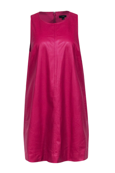 Current Boutique-J.Crew - Hot Pink Faux Leather Sleeveless Shift Dress Sz L
