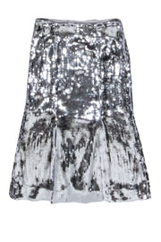 Current Boutique-J.Crew Collection - Silver Sequin Slit Detail Skirt Sz 10