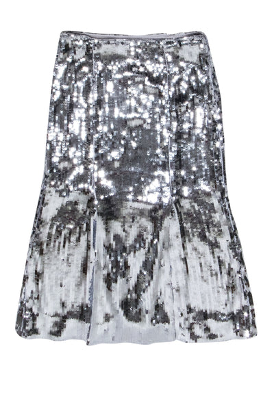 Current Boutique-J.Crew Collection - Silver Sequin Slit Detail Skirt Sz 10