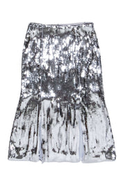 Current Boutique-J.Crew Collection - Silver Sequin Slit Detail Skirt Sz 10