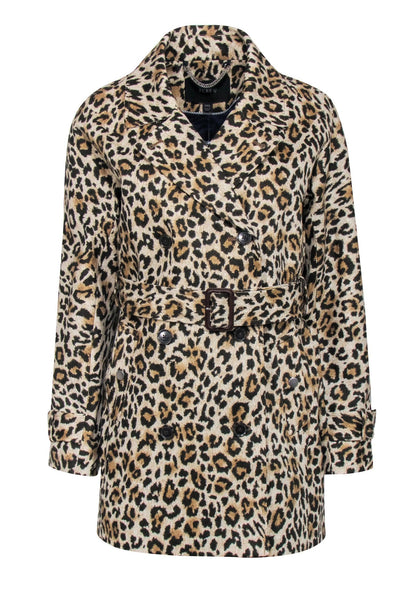 Current Boutique-J.Crew - Beige & Black Leopard Print Double Breasted Trench Coat Sz XXS