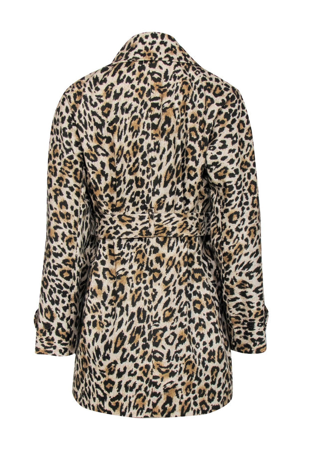 Current Boutique-J.Crew - Beige & Black Leopard Print Double Breasted Trench Coat Sz XXS