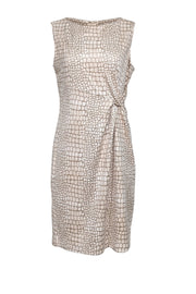 Current Boutique-J. McLaughlin - Cream & Beige Print Faux Suede Sleeveless Dress Sz L