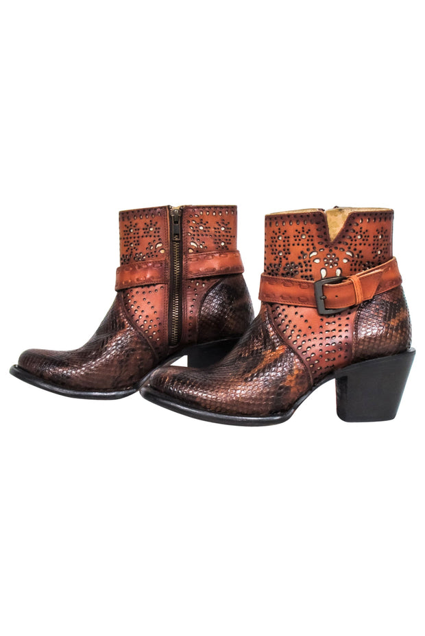 Current Boutique-JB Dillion - Tan & Brown Leather Short Boots Sz 7