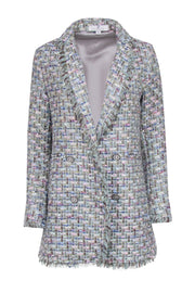 Current Boutique-Jean Pierre - Green Multicolor Tweed Jacket w/ Fringe Trim Sz M