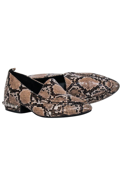 Current Boutique-Jeffrey Campbell - Taupe & Brown Snake Print Loafers w/ Stud Accent Sz 7M
