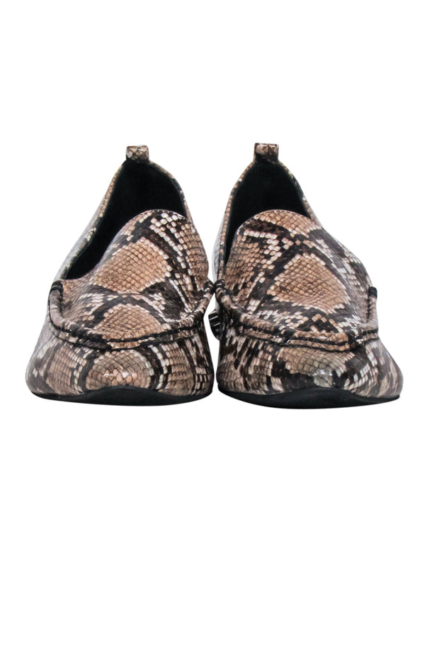 Current Boutique-Jeffrey Campbell - Taupe & Brown Snake Print Loafers w/ Stud Accent Sz 7M