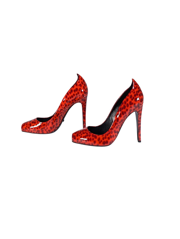 Jerome C. Rousseau - Red Leopard Print Patent Leather Heels Sz 7 - Current Boutique