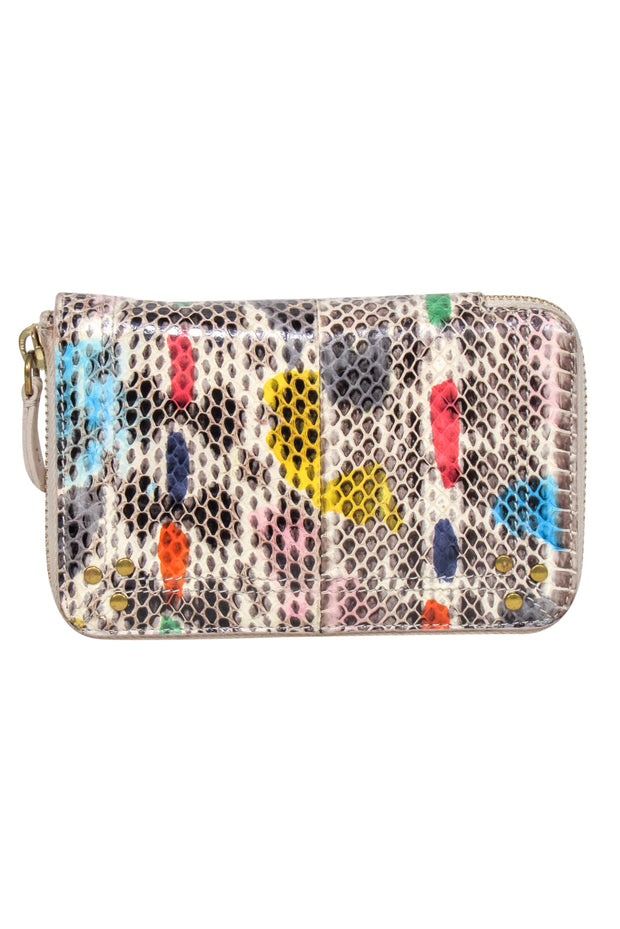 Current Boutique-Jerome Dreyfuss - Beige & Multi Color Snake Skin Print Wallet