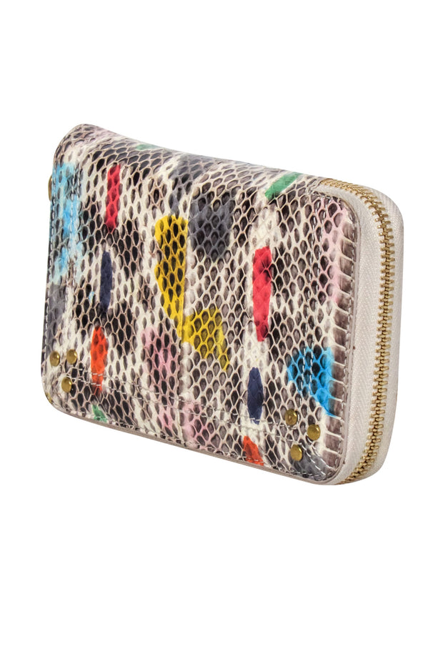 Current Boutique-Jerome Dreyfuss - Beige & Multi Color Snake Skin Print Wallet