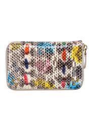 Current Boutique-Jerome Dreyfuss - Beige & Multi Color Snake Skin Print Wallet