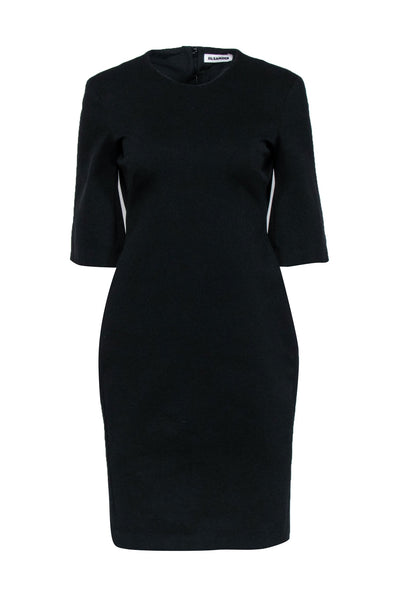 Current Boutique-Jil Sander - Black Crop Sleeve Sheath Dress Sz S