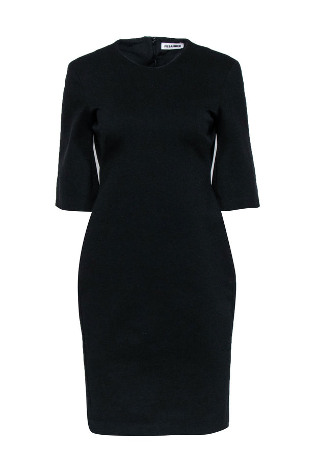 Current Boutique-Jil Sander - Black Crop Sleeve Sheath Dress Sz S