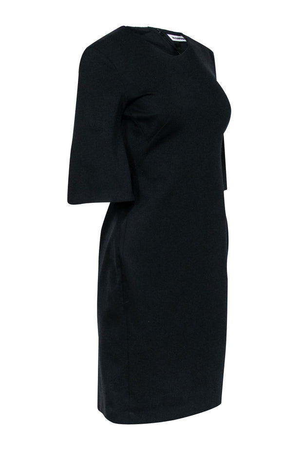 Current Boutique-Jil Sander - Black Crop Sleeve Sheath Dress Sz S