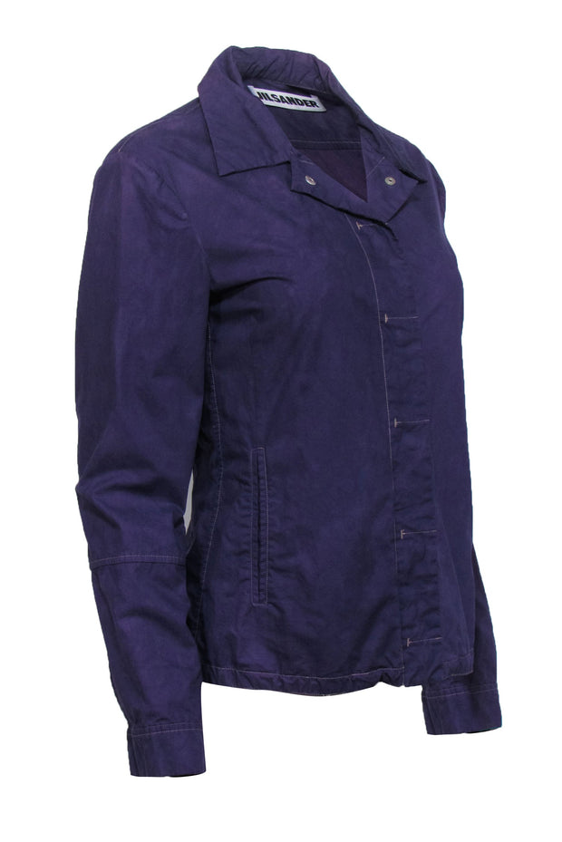 Current Boutique-Jil Sander - Dark Purple Lightweight Collared Jacket Sz 6