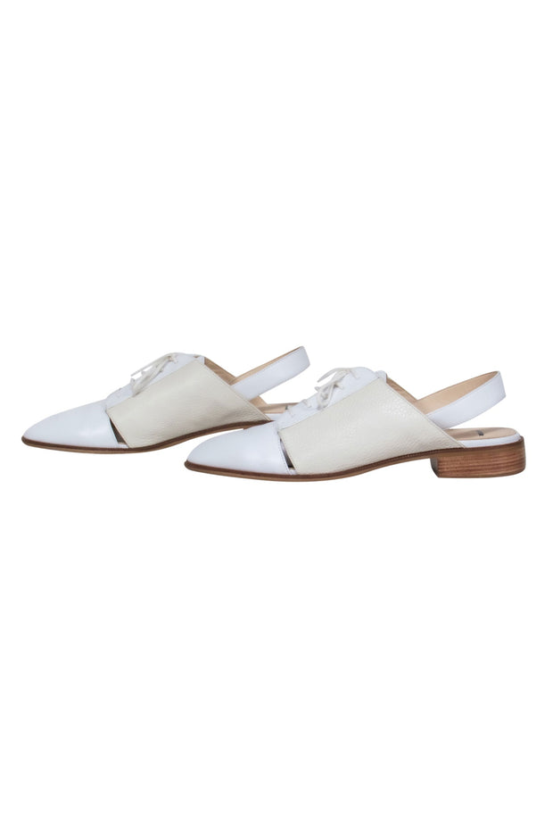 Current Boutique-Jil Sander - Ivory & White Leather Slingback Oxfords Sz 9