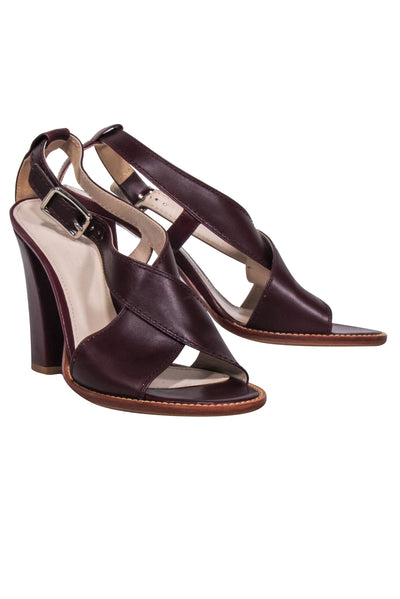 Current Boutique-Jil Sander - Maroon Strappy Sandals w/ Block Heel Sz 8