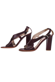 Current Boutique-Jil Sander - Maroon Strappy Sandals w/ Block Heel Sz 8