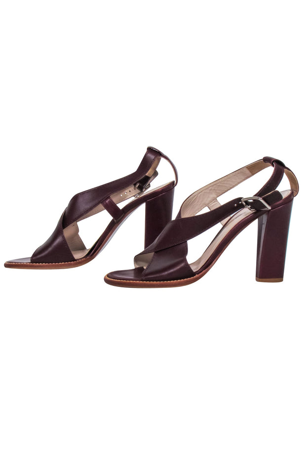 Current Boutique-Jil Sander - Maroon Strappy Sandals w/ Block Heel Sz 8