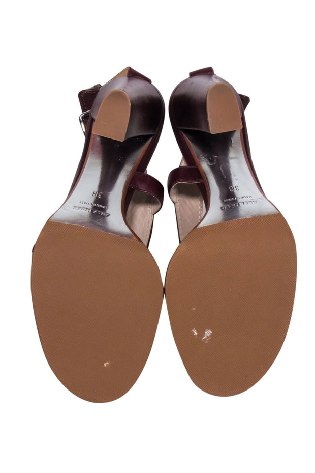 Current Boutique-Jil Sander - Maroon Strappy Sandals w/ Block Heel Sz 8