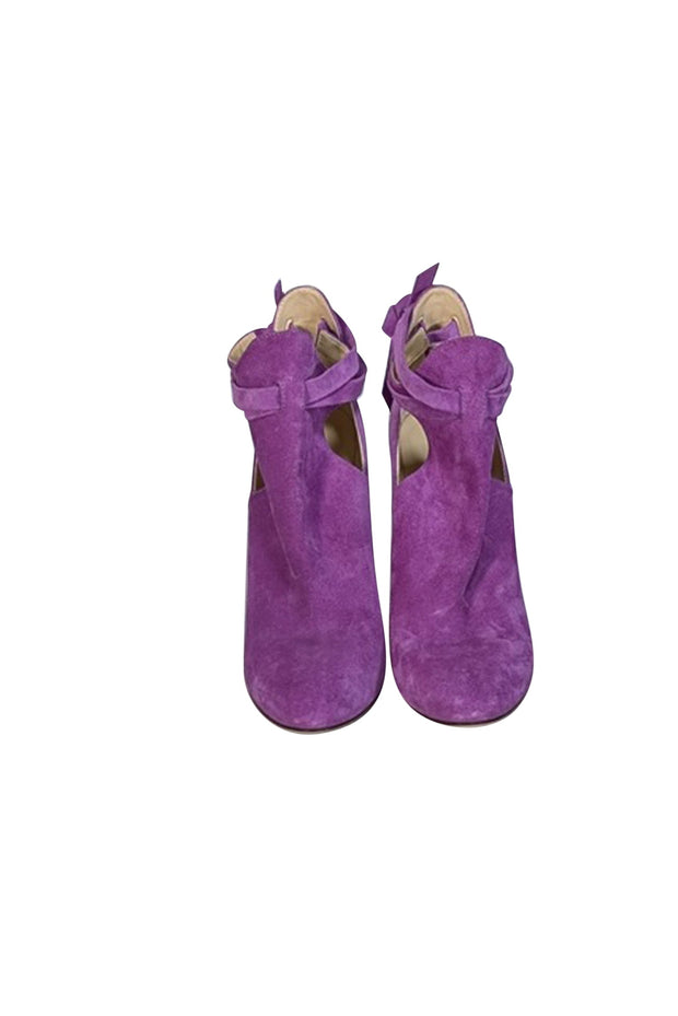 Current Boutique-Jimmy Choo - Purple Suede Wrap-Around Ankle Heels Sz 6