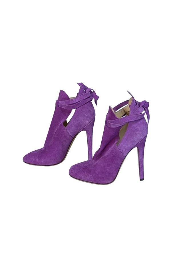 Current Boutique-Jimmy Choo - Purple Suede Wrap-Around Ankle Heels Sz 6