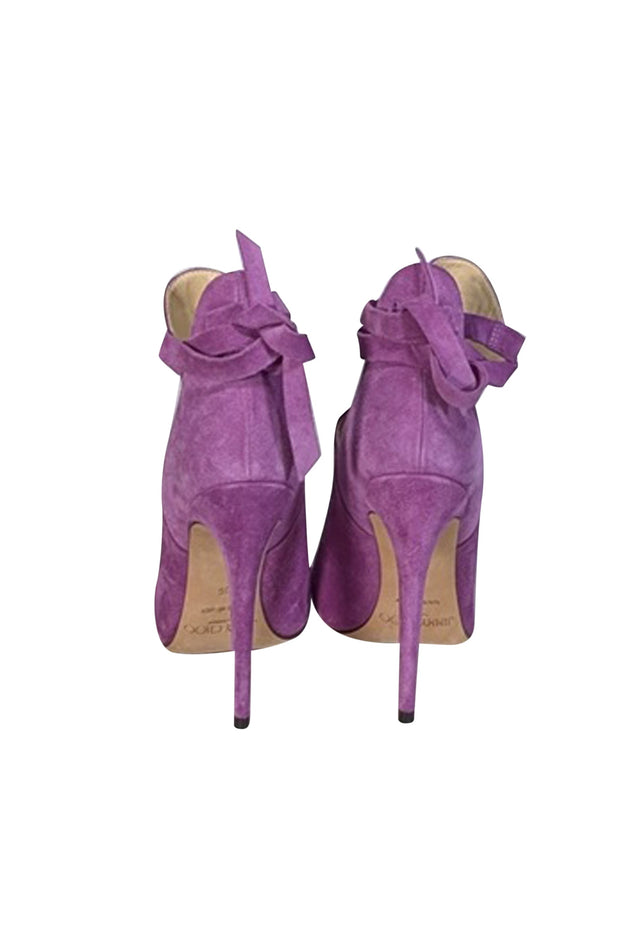 Current Boutique-Jimmy Choo - Purple Suede Wrap-Around Ankle Heels Sz 6