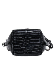 Current Boutique-Jimmy Choo - Black Patent Croc Texture Mini Bucket Bag