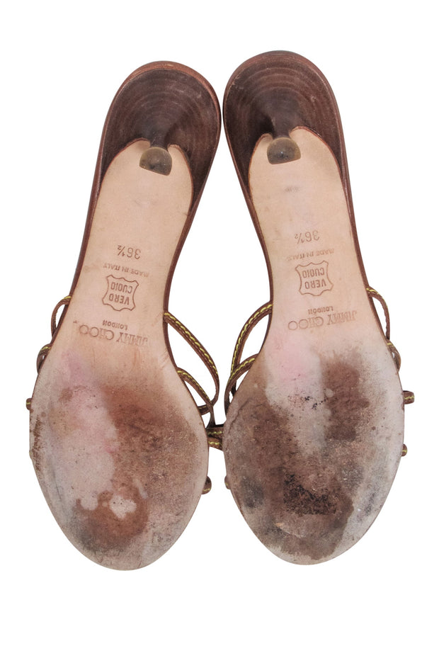 Current Boutique-Jimmy Choo - Brown Leather Open Tue Mule Pumps Sz 6.5