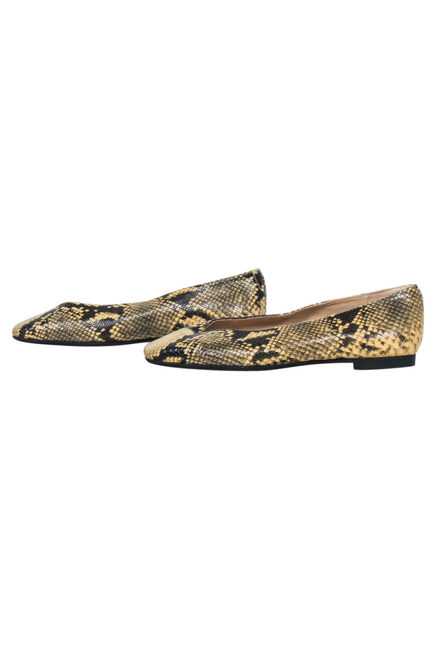 Current Boutique-Jimmy Choo - Beige & Black "Juelle Dijon" Snake Print Flats Sz 7.5