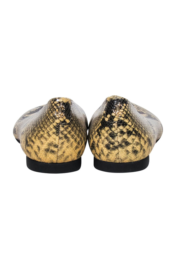 Current Boutique-Jimmy Choo - Beige & Black "Juelle Dijon" Snake Print Flats Sz 7.5
