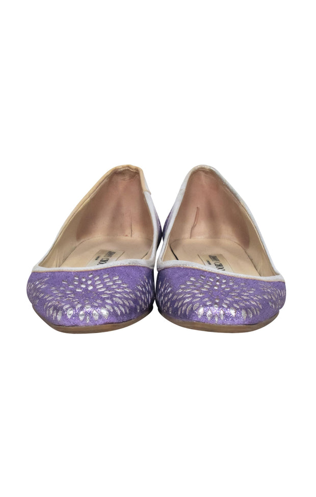 Current Boutique-Jimmy Choo - Purple & Silver Laser Cut Print Flats Sz 8
