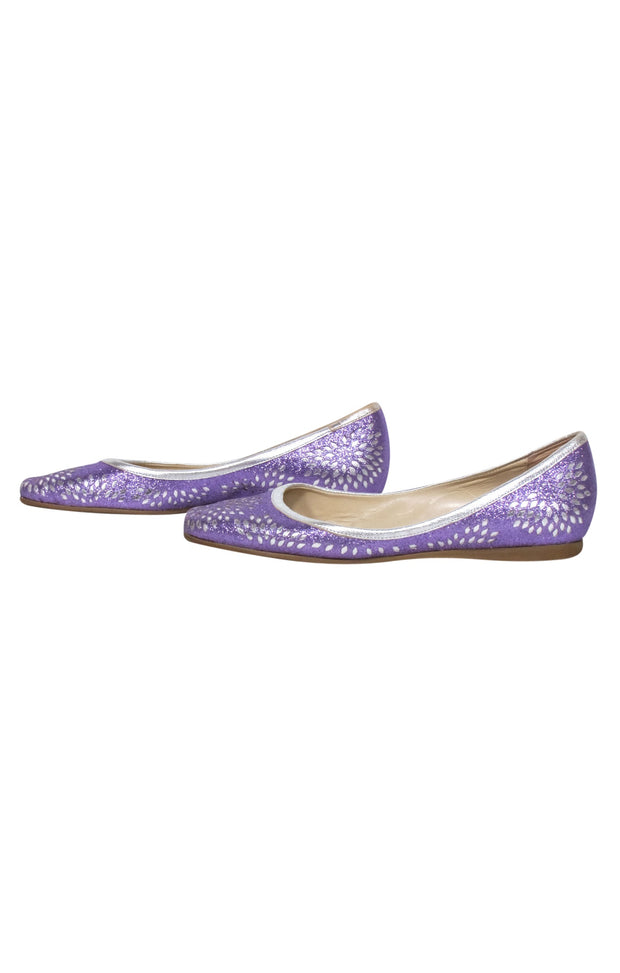 Current Boutique-Jimmy Choo - Purple & Silver Laser Cut Print Flats Sz 8