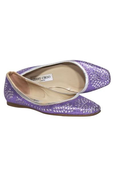 Current Boutique-Jimmy Choo - Purple & Silver Laser Cut Print Flats Sz 8