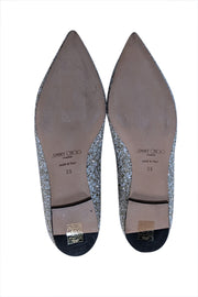 Current Boutique-Jimmy Choo - Gold &amp; White Glitter Pointed Toe Flats Sz 9