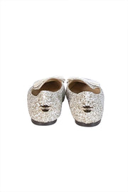 Current Boutique-Jimmy Choo - Gold &amp; White Glitter Pointed Toe Flats Sz 9