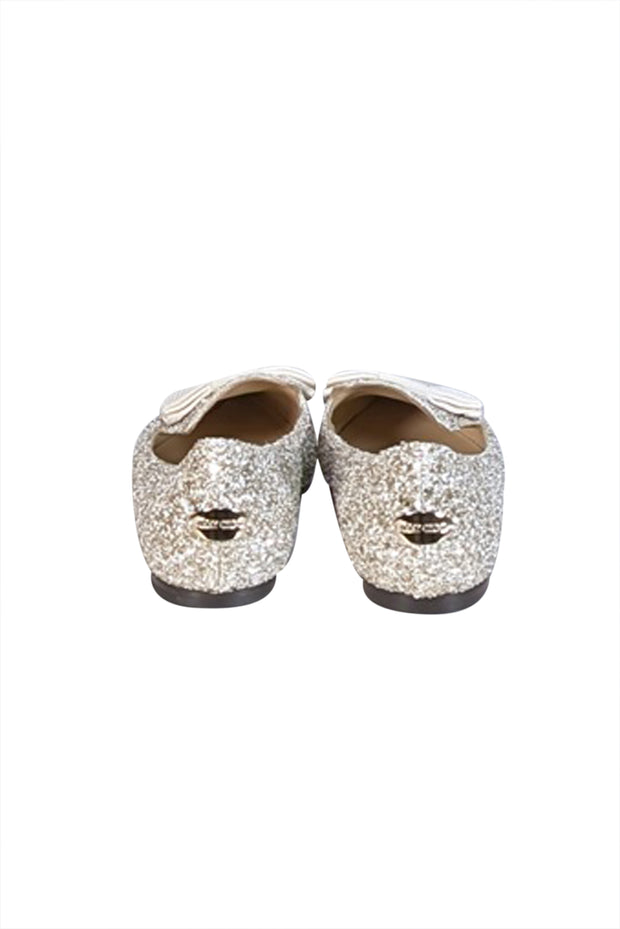 Current Boutique-Jimmy Choo - Gold &amp; White Glitter Pointed Toe Flats Sz 9