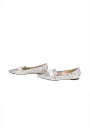 Current Boutique-Jimmy Choo - Gold &amp; White Glitter Pointed Toe Flats Sz 9