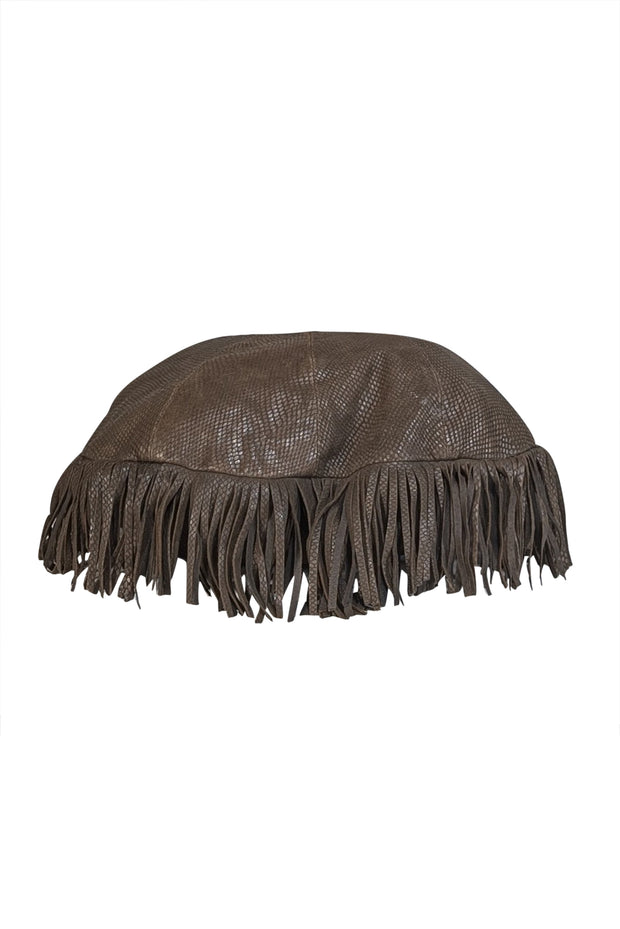 Jimmy Choo - Brown Embossed Fringe Trim Hobo Bag - Current Boutique