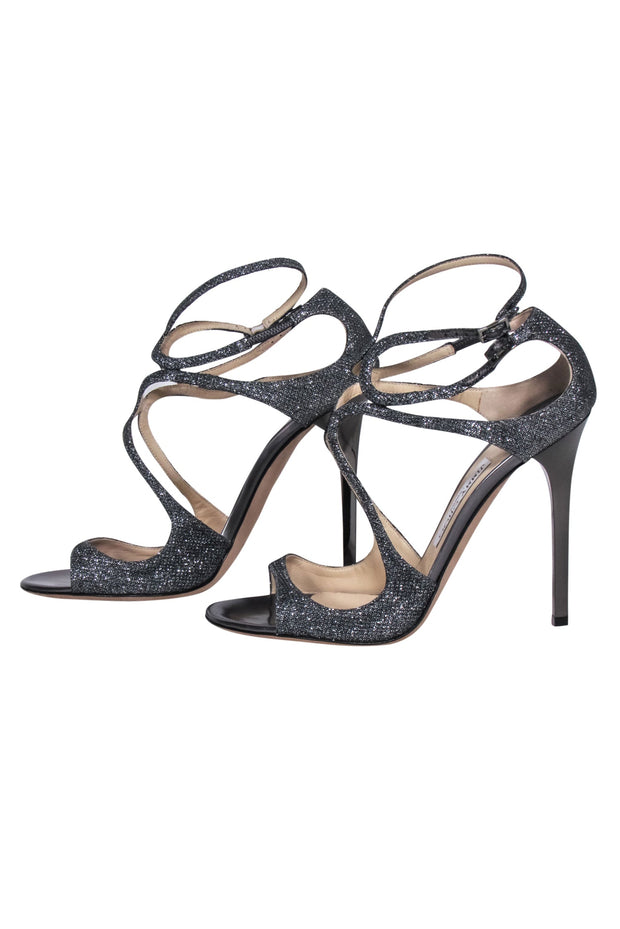 Current Boutique-Jimmy Choo - Silver & Gunmetal Open Toe Pumps Sz 10