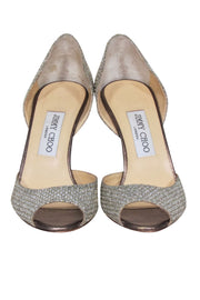 Current Boutique-Jimmy Choo - Gold & Silver Glitter Open Toe Pumps Sz 8.5
