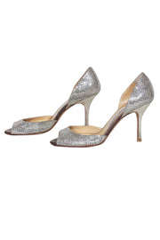 Current Boutique-Jimmy Choo - Gold & Silver Glitter Open Toe Pumps Sz 8.5