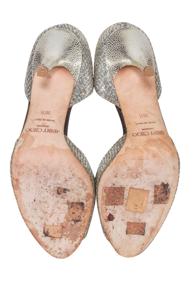 Current Boutique-Jimmy Choo - Gold & Silver Glitter Open Toe Pumps Sz 8.5