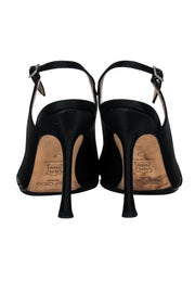 Current Boutique-Jimmy Choo - Black Satin Jeweled Open-Toe Pumps Sz 7