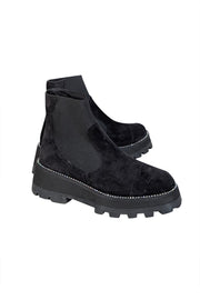 Current Boutique-Jimmy Choo - Black Suede Short Boots w/ Rhinestone Trim Sz 11